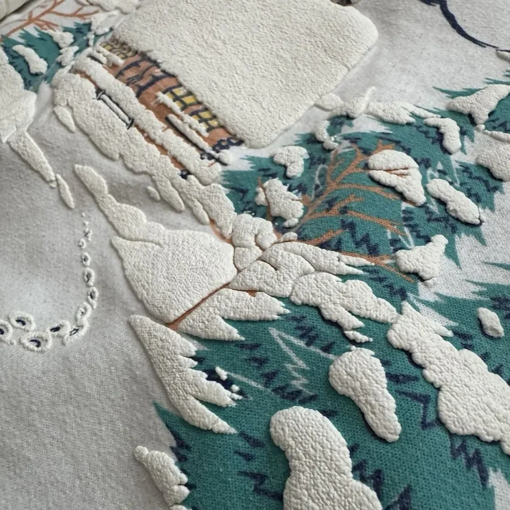 Vintage 90s Kodiak Alaska Puff Print Sweatshirt Scenic Cottage AOP USA Made OS